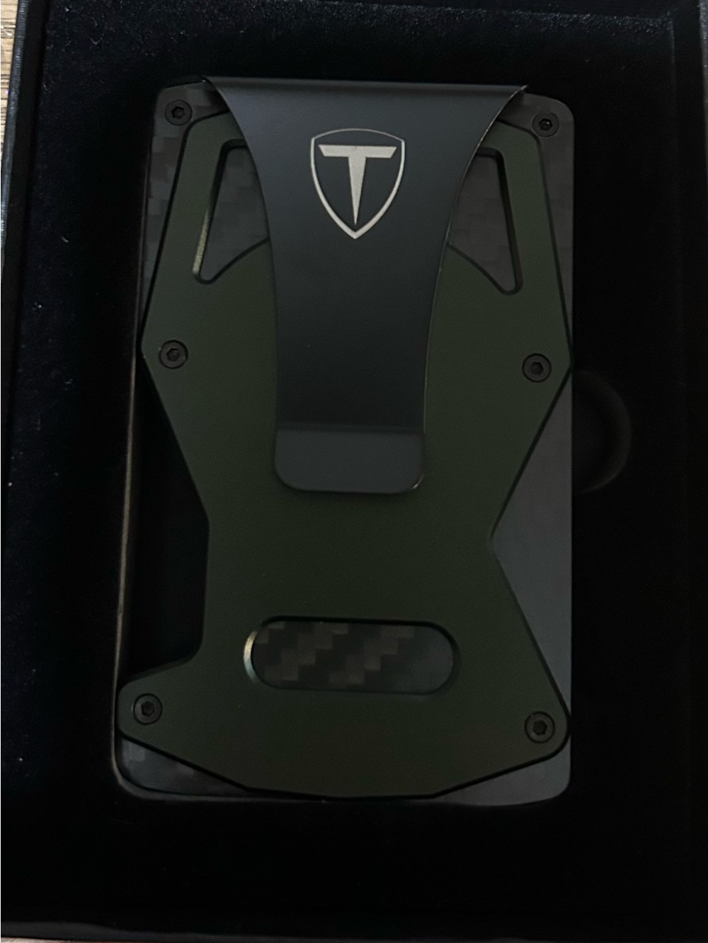 T Logo Slim Tactical Wallet - Olive Green & Black